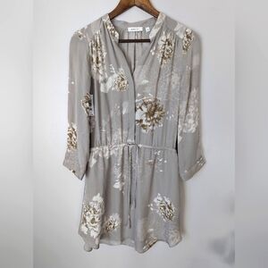 Aritzia Babaton Bennett Floral Gray100% Silk Mini Dress Womens Size S Luxury